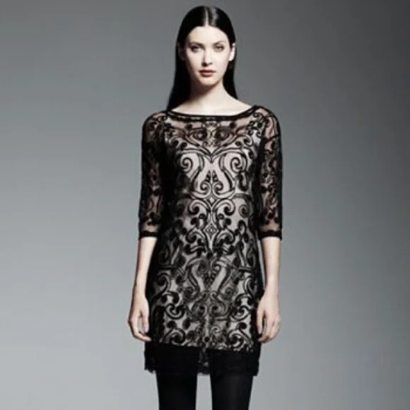 andres otalora rio guipure lace midi dress Oscar de la Renta Black Guipure Lace Midi Dress – Runway Catalog main image 1